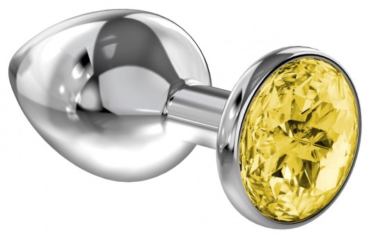 Большая серебристая анальная пробка Diamond Yellow Sparkle Large с жёлтым кристаллом - 8 см. - Lola Games - купить с доставкой в Нижнекамске