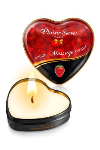Массажная свеча с ароматом клубники Bougie Massage Candle - 35 мл. - Plaisir Secret - купить с доставкой в Нижнекамске