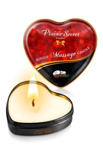 Массажная свеча с ароматом кокоса Bougie Massage Candle - 35 мл. - Plaisir Secret - купить с доставкой в Нижнекамске