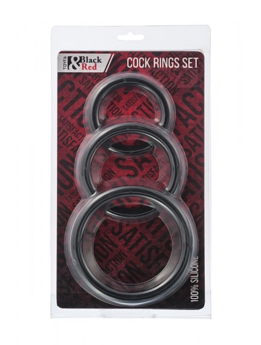 Набор из 3 чёрных эрекционных колец - ToyFa - в Нижнекамске купить с доставкой