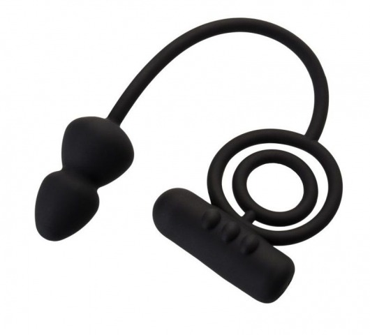 Чёрное эрекционное кольцо с вибропулькой и анальным хвостом - Erotist Adult Toys - в Нижнекамске купить с доставкой