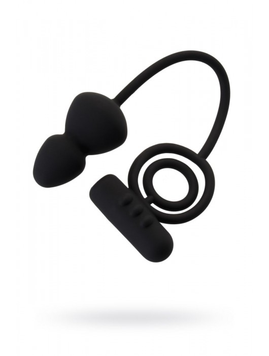 Чёрное эрекционное кольцо с вибростимулятором и анальным хвостом - Erotist Adult Toys - в Нижнекамске купить с доставкой