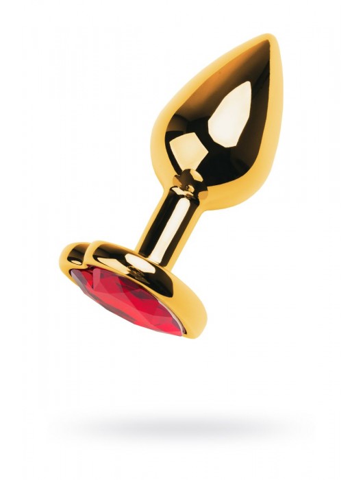 Золотистая анальная пробка с кристаллом-сердцем - 7,5 см. - ToyFa - купить с доставкой в Нижнекамске