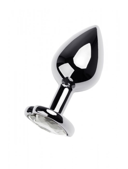 Серебристая анальная пробка с прозрачным кристаллом-сердцем - 8 см. - ToyFa - купить с доставкой в Нижнекамске