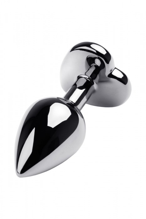 Серебристая анальная пробка с прозрачным кристаллом-сердцем - 8 см. - ToyFa - купить с доставкой в Нижнекамске