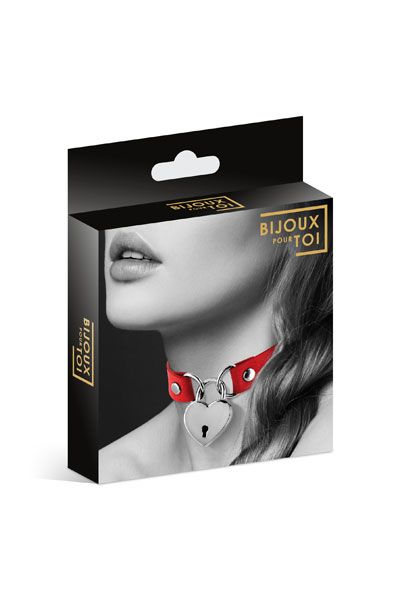 Красный чокер с замком в форме сердца - Bijoux Pour Toi - купить с доставкой в Нижнекамске