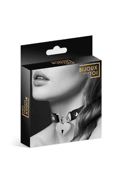 Черный чокер с замком в форме сердца - Bijoux Pour Toi - купить с доставкой в Нижнекамске