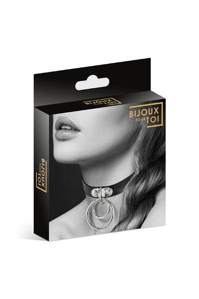Черный чокер с двумя кольцами - Bijoux Pour Toi - купить с доставкой в Нижнекамске