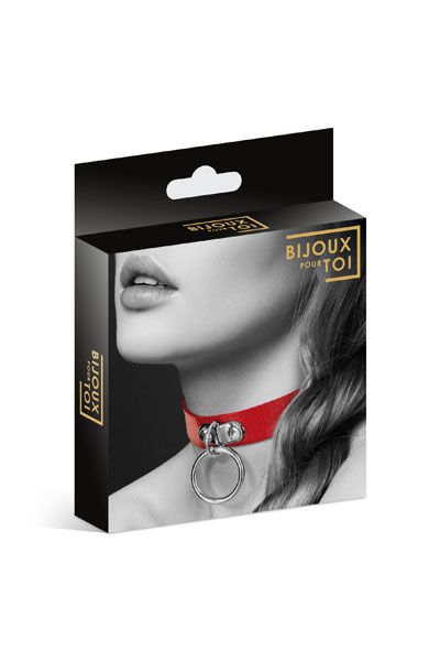 Красный узенький чокер с кольцом - Bijoux Pour Toi - купить с доставкой в Нижнекамске