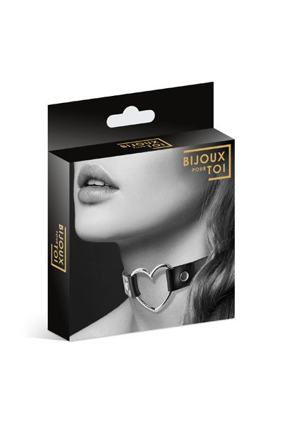 Чёрный чокер с кольцом в форме сердца - Bijoux Pour Toi - купить с доставкой в Нижнекамске
