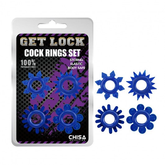 Набор из 4 синих колец Get Lock - Chisa - в Нижнекамске купить с доставкой