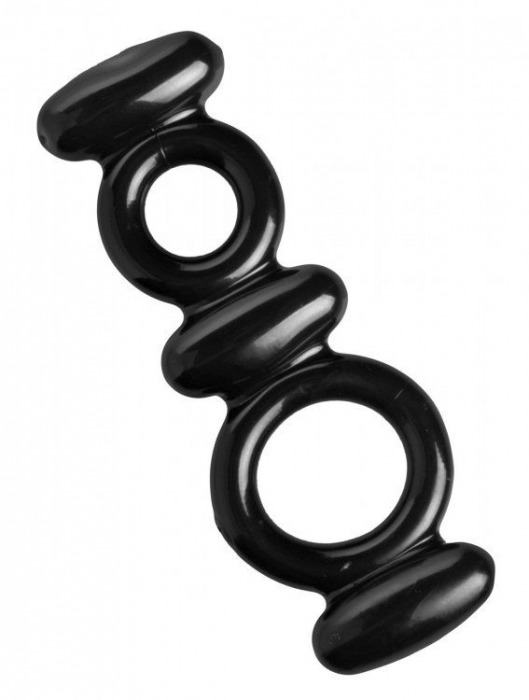 Двойное эрекционное кольцо Dual Stretch To Fit Cock and Ball Ring - XR Brands - в Нижнекамске купить с доставкой