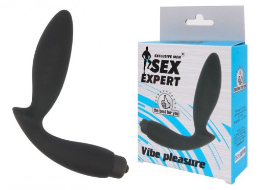 Чёрный вибростимулятор простаты Sex Expert Vibe Pleasure - Sex Expert - в Нижнекамске купить с доставкой