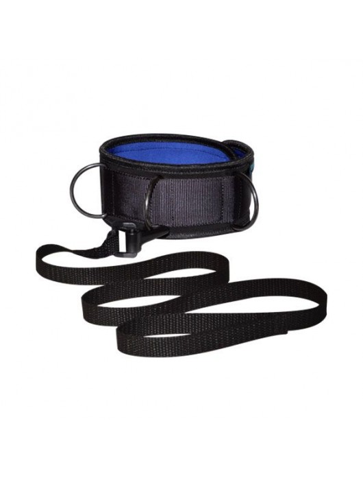 Чёрно-синий неопреновый ошейник с поводком - Sitabella - купить с доставкой в Нижнекамске