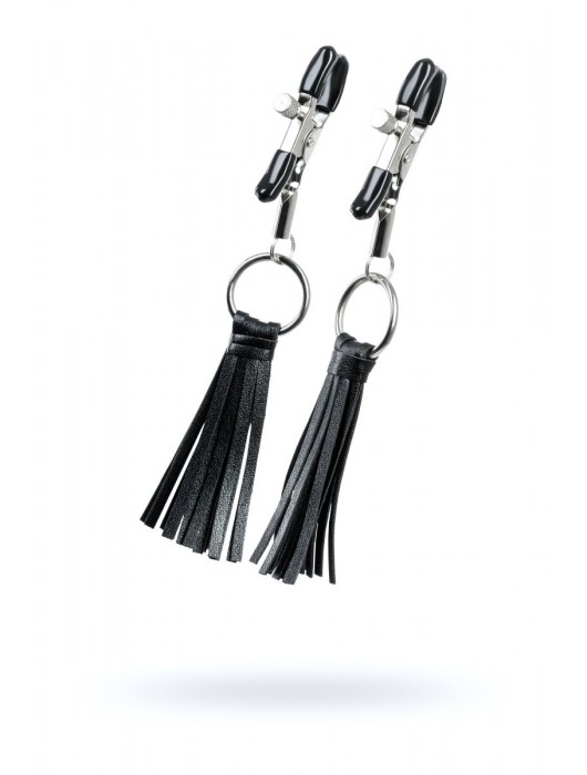 Черно-серебристые зажимы для сосков Theatre с кисточками - ToyFa - купить с доставкой в Нижнекамске