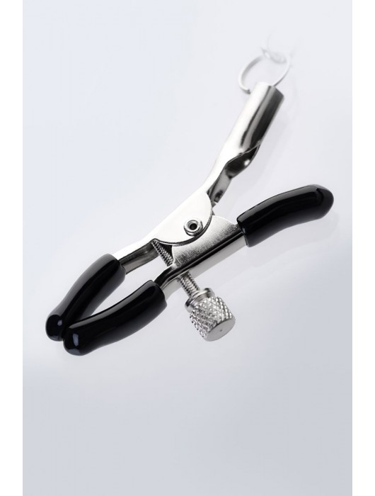 Серебристо-чёрные зажимы для сосков с кольцом для пениса TOYFA Metal - ToyFa - купить с доставкой в Нижнекамске